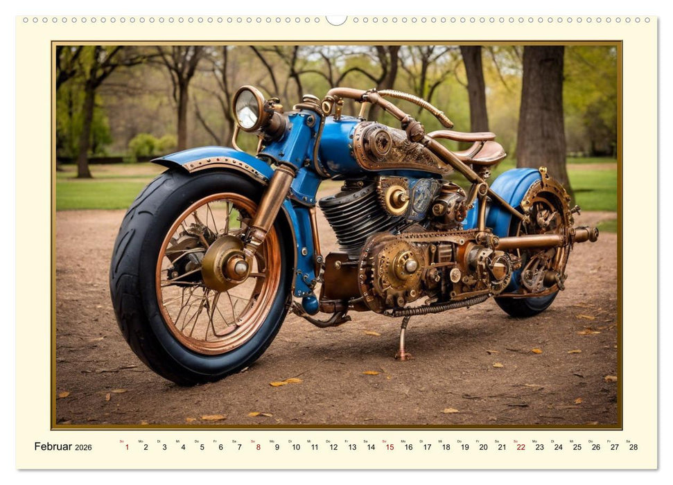 Motorräder im Steampunk-Style (CALVENDO Premium Wandkalender 2026)