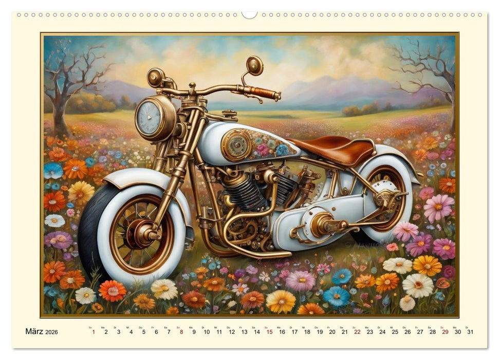 Motorräder im Steampunk-Style (CALVENDO Premium Wandkalender 2026)