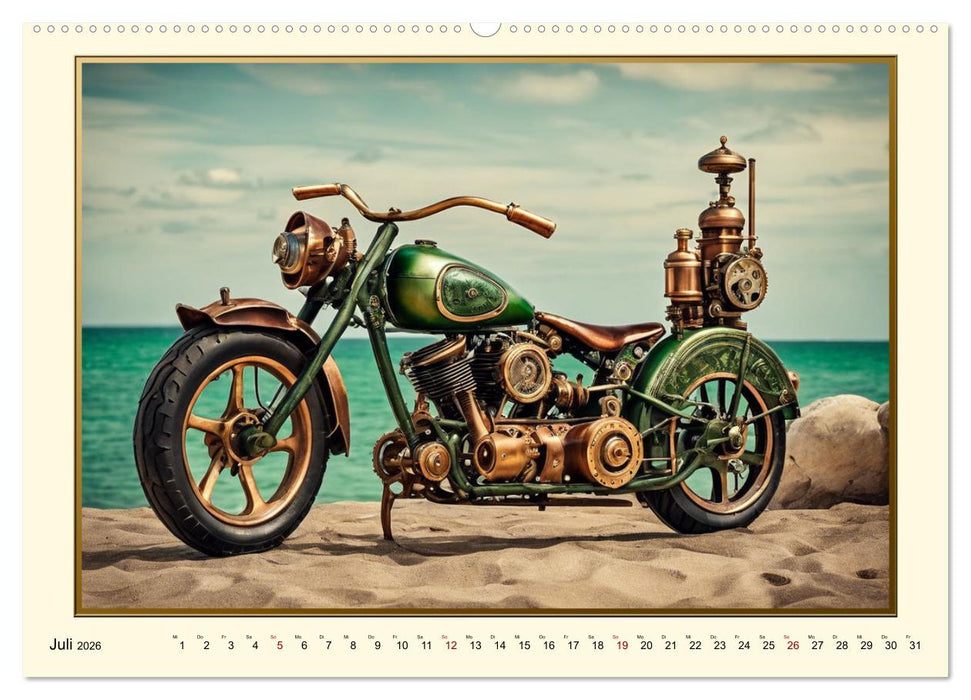 Motorräder im Steampunk-Style (CALVENDO Premium Wandkalender 2026)
