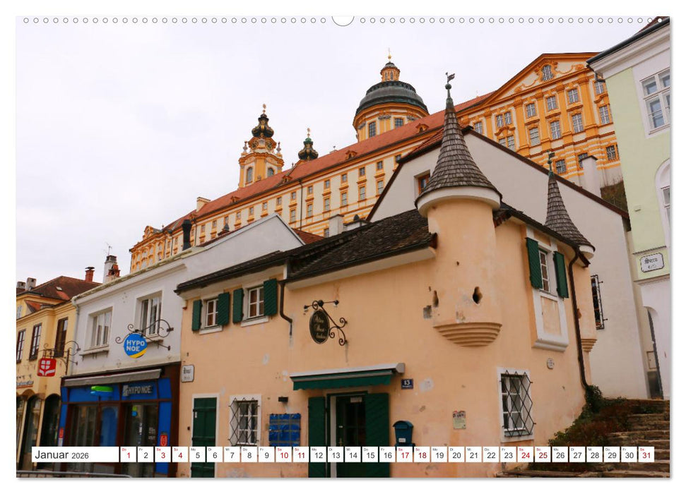 Melk und Dürnstein, zwei malerische Städtchen in der Wachau (CALVENDO Premium Wandkalender 2026)
