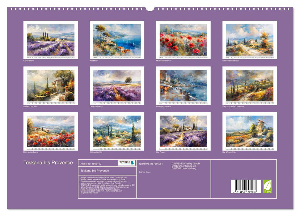 Toskana bis Provence (CALVENDO Premium Wandkalender 2026)
