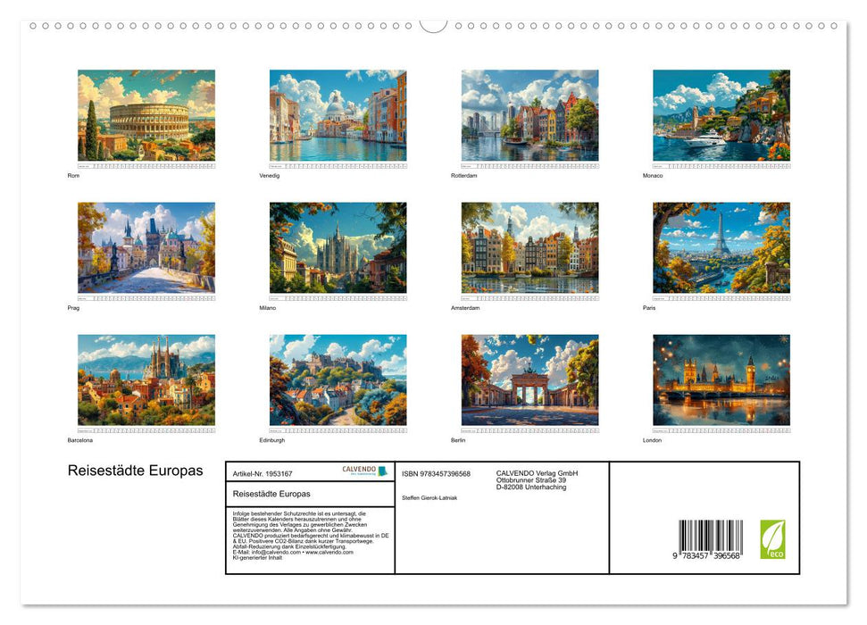 Reisestädte Europas (CALVENDO Premium Wandkalender 2026)
