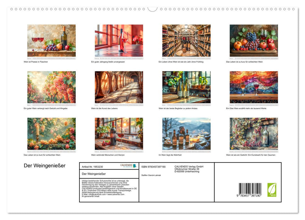 Der Weingenießer (CALVENDO Premium Wandkalender 2026)