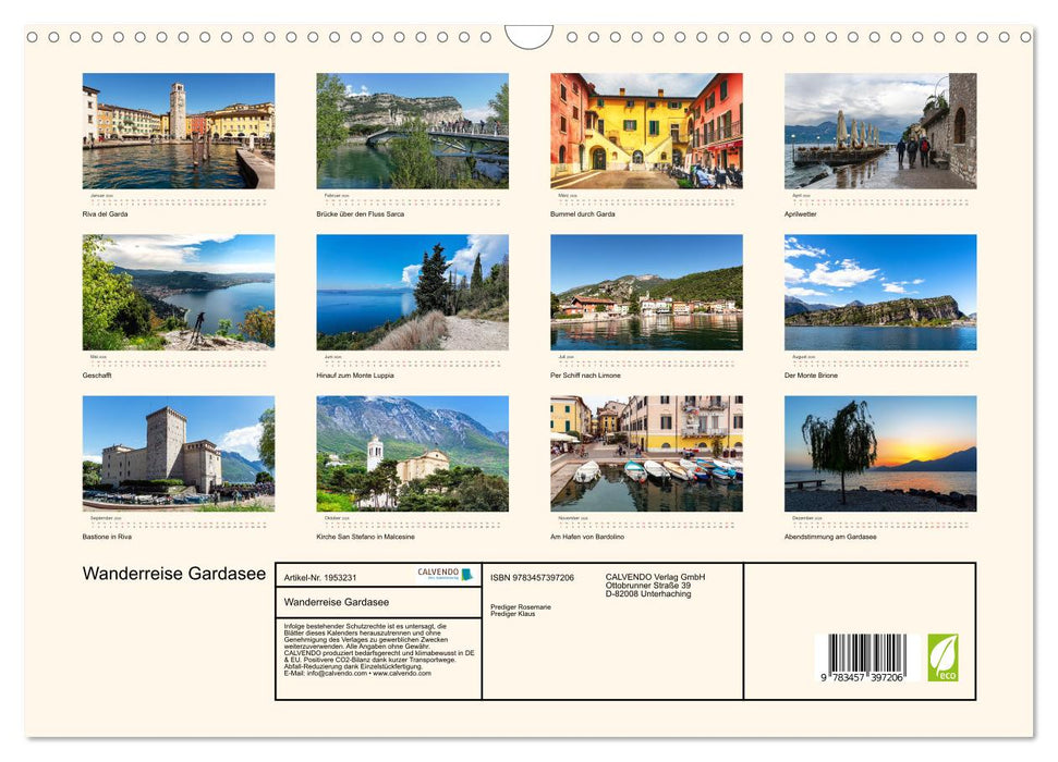 Wanderreise Gardasee (CALVENDO Wandkalender 2026)