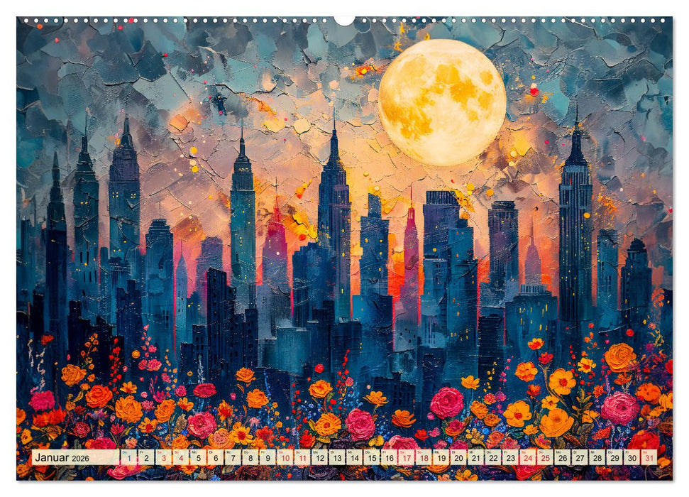 Blumennächte im Mondlicht - Poesie des Himmels und der Erde (CALVENDO Wandkalender 2026)