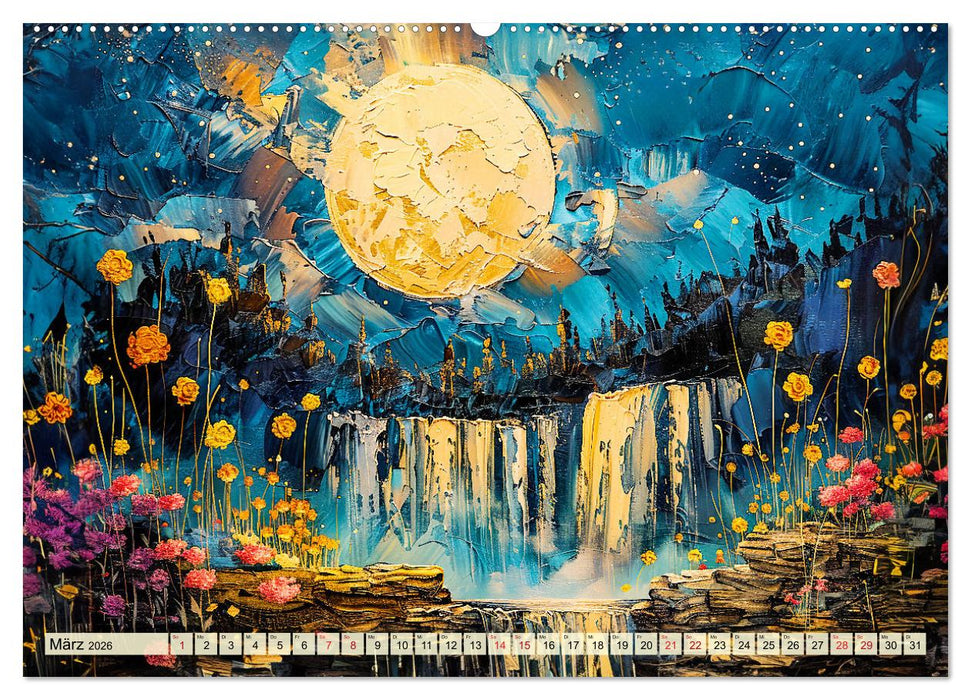 Blumennächte im Mondlicht - Poesie des Himmels und der Erde (CALVENDO Wandkalender 2026)