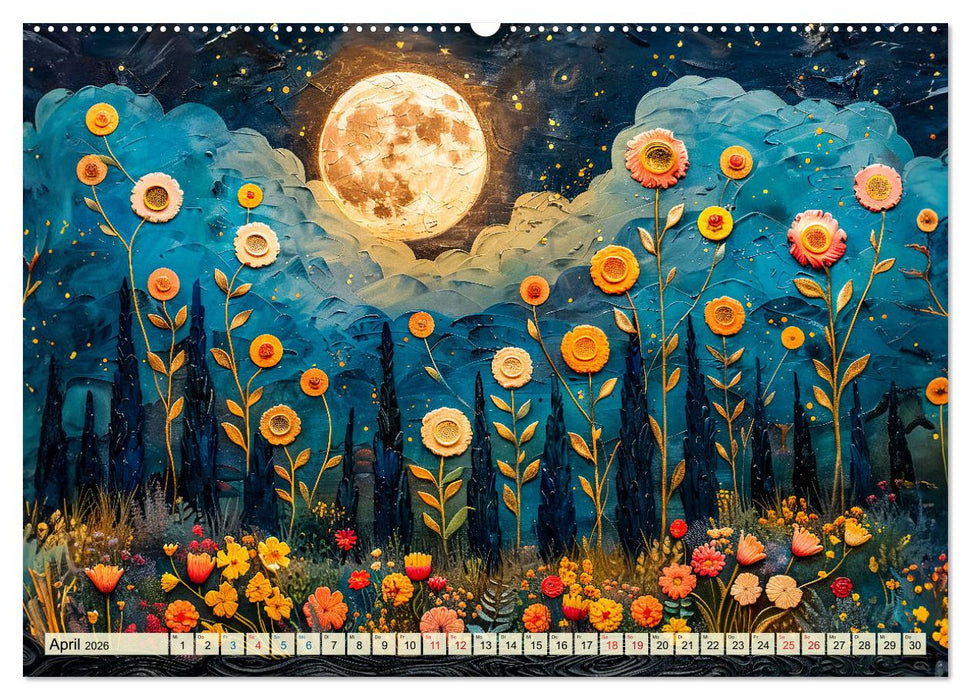 Blumennächte im Mondlicht - Poesie des Himmels und der Erde (CALVENDO Wandkalender 2026)