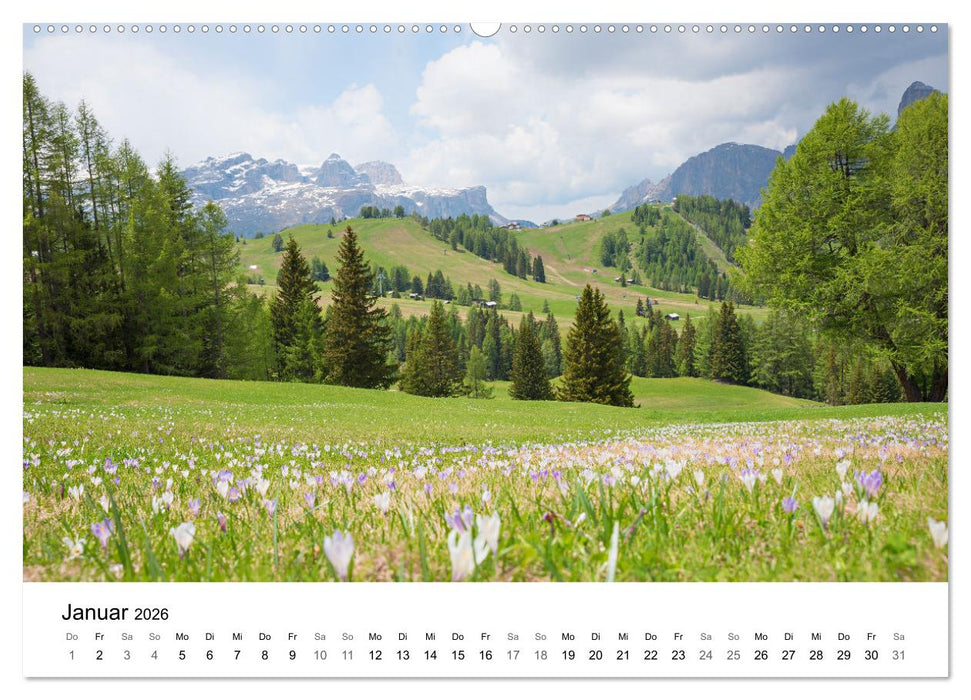 Wanderziele Südtiroler Dolomiten - Region Gadertal und Buchenstein (CALVENDO Premium Wandkalender 2026)