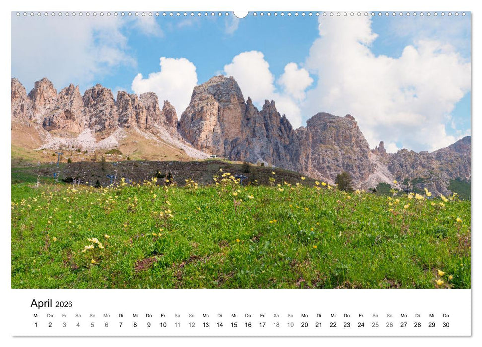 Wanderziele Südtiroler Dolomiten - Region Gadertal und Buchenstein (CALVENDO Premium Wandkalender 2026)
