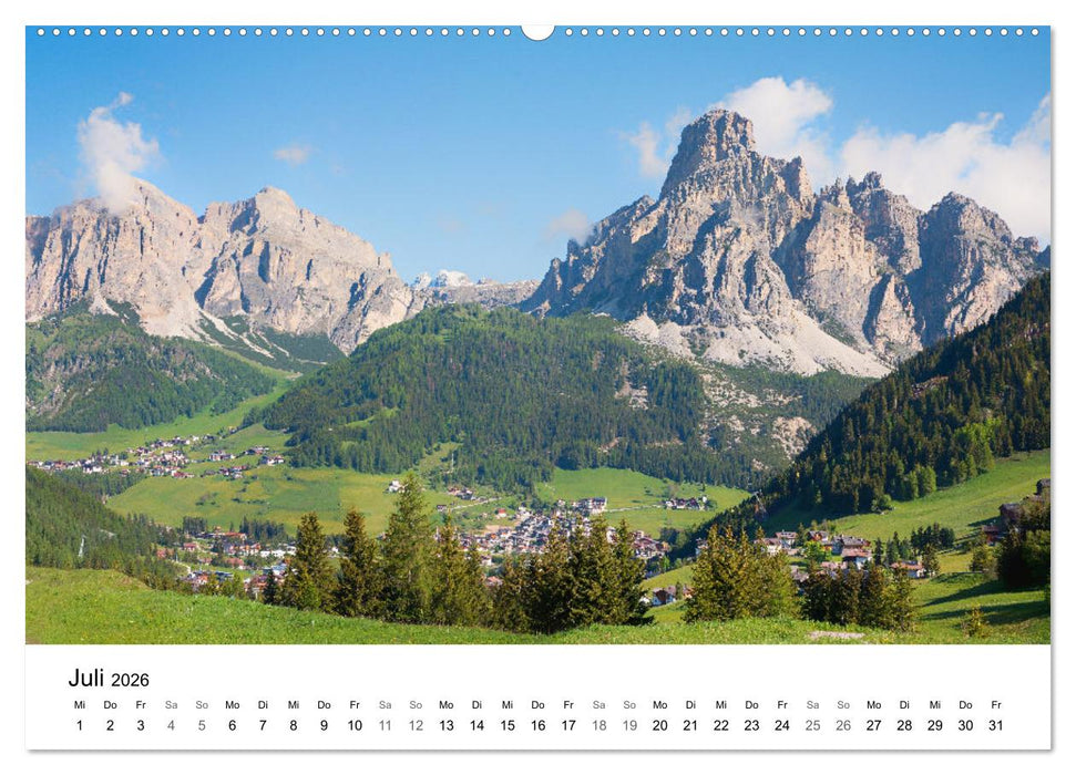 Wanderziele Südtiroler Dolomiten - Region Gadertal und Buchenstein (CALVENDO Premium Wandkalender 2026)