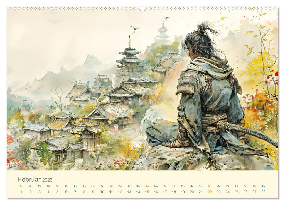 Samurai - whimsical inked style (CALVENDO Wandkalender 2026)