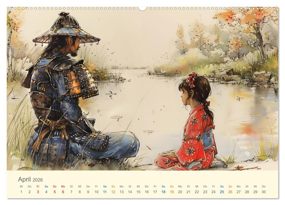 Samurai - whimsical inked style (CALVENDO Wandkalender 2026)