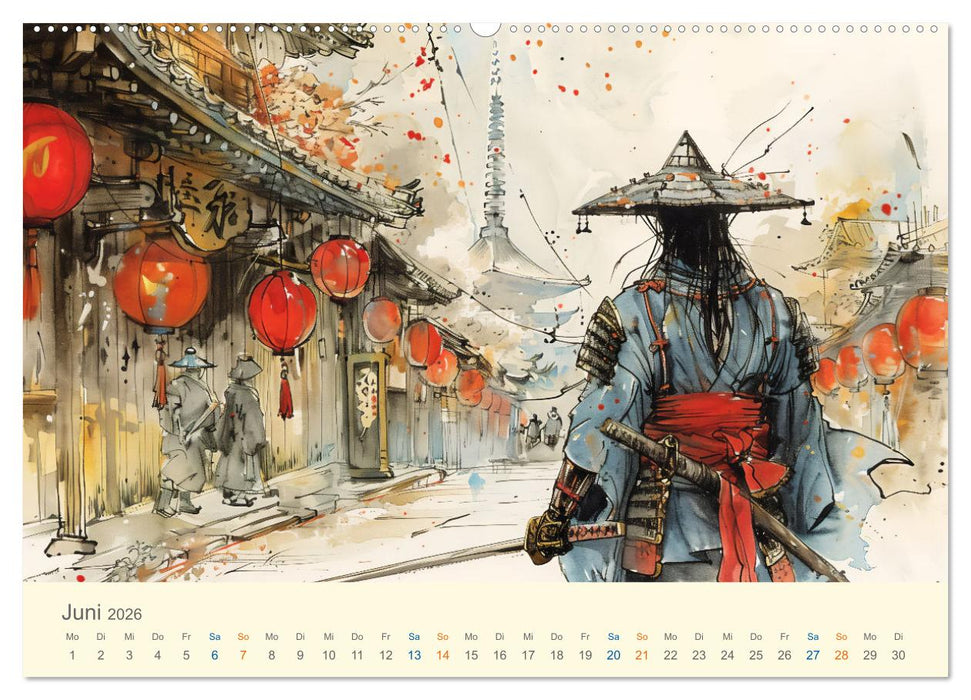 Samurai - whimsical inked style (CALVENDO Wandkalender 2026)