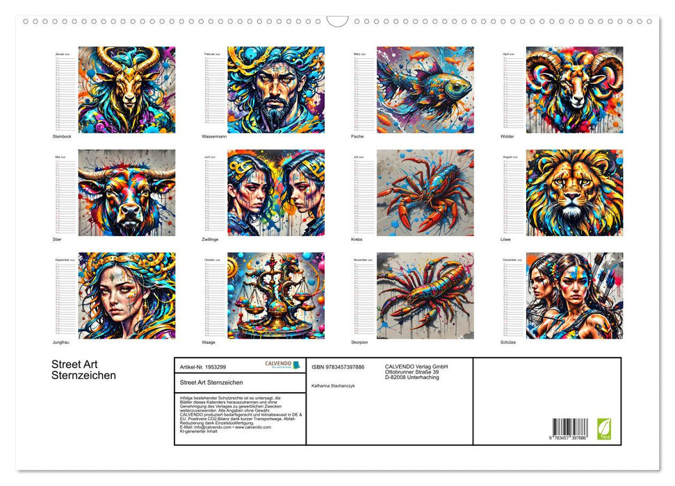 Street Art Sternzeichen (CALVENDO Wandkalender 2026)
