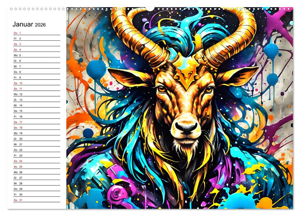 Street Art Sternzeichen (CALVENDO Wandkalender 2026)