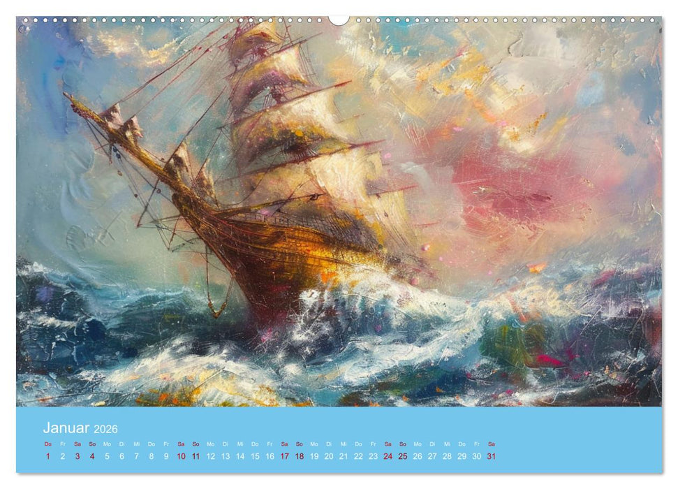 Das trunkene Schiff mit Bildern im William Turner-Stil (CALVENDO Premium Wandkalender 2026)