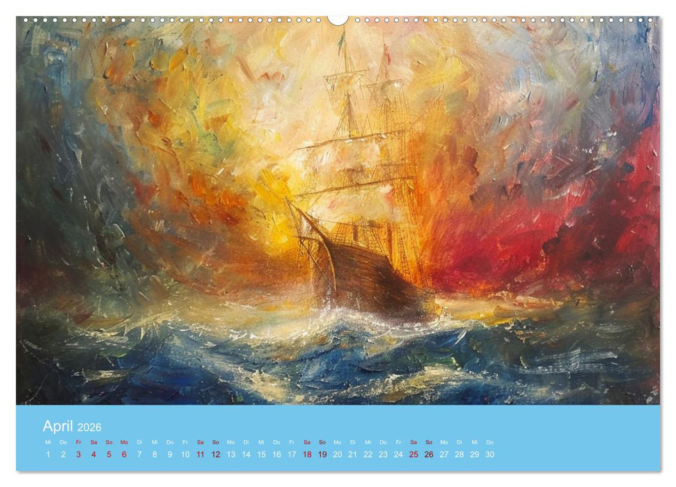 Das trunkene Schiff mit Bildern im William Turner-Stil (CALVENDO Premium Wandkalender 2026)