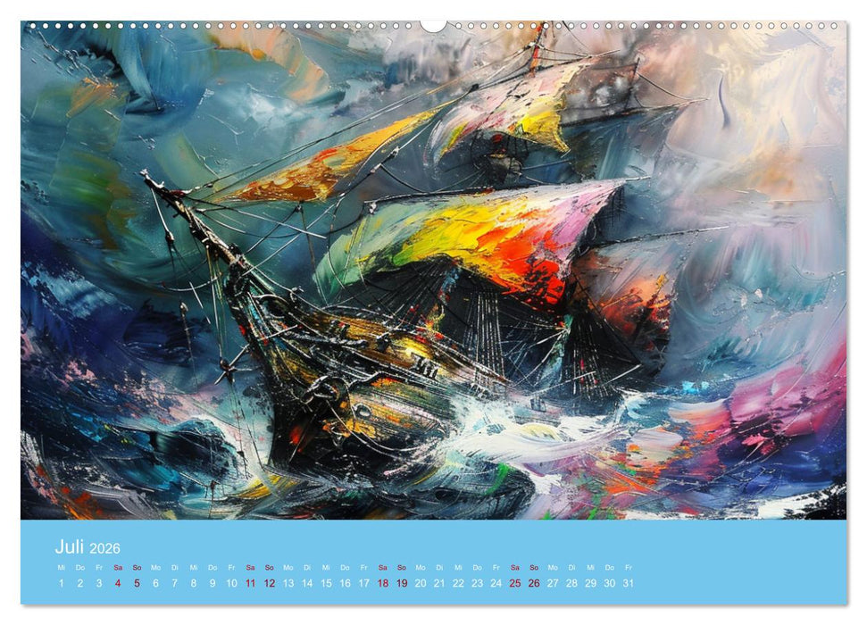 Das trunkene Schiff mit Bildern im William Turner-Stil (CALVENDO Premium Wandkalender 2026)