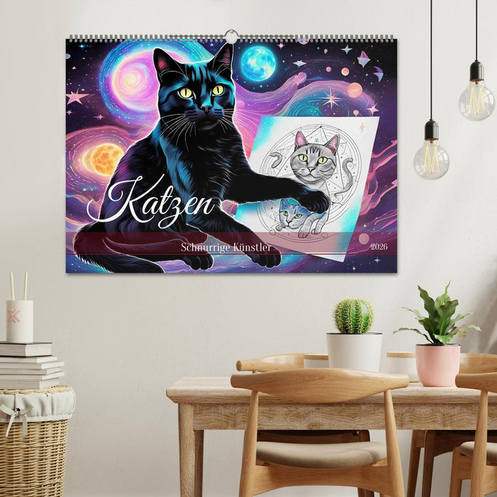 Katzen Schnurrige Künstler (CALVENDO Wandkalender 2026)