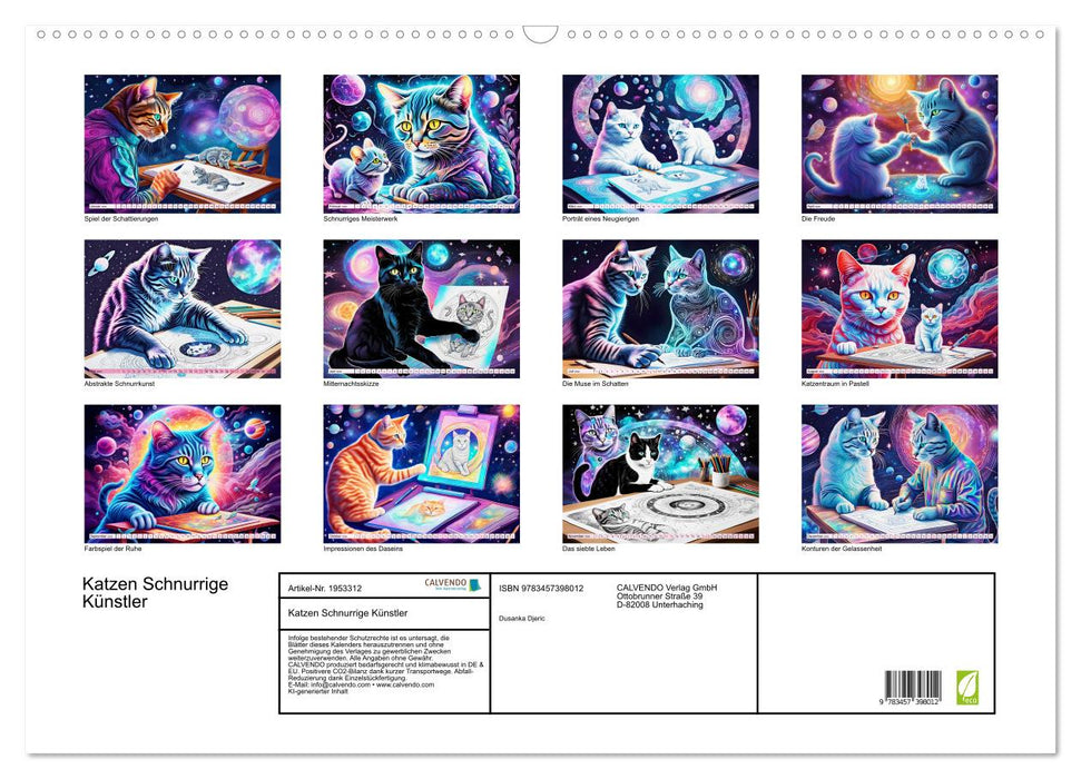 Katzen Schnurrige Künstler (CALVENDO Wandkalender 2026)