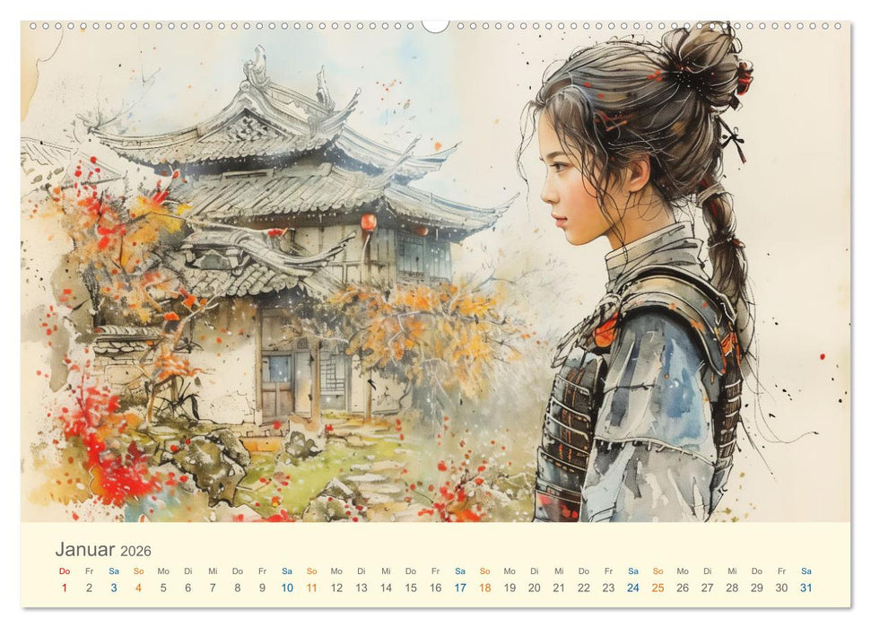 Samurai - whimsical inked style (CALVENDO Premium Wandkalender 2026)
