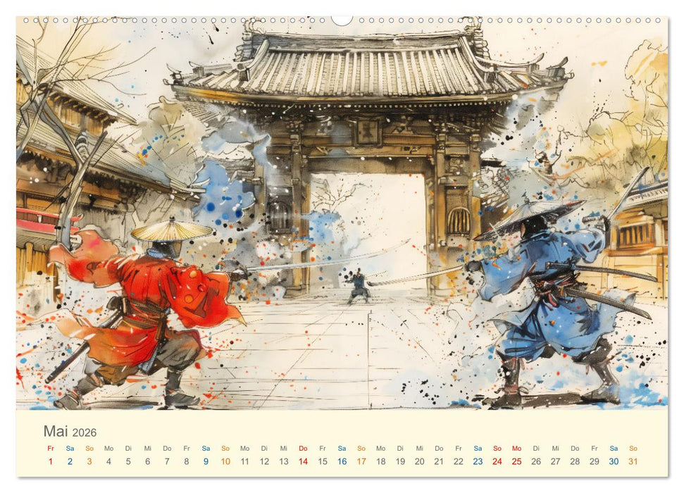Samurai - whimsical inked style (CALVENDO Premium Wandkalender 2026)