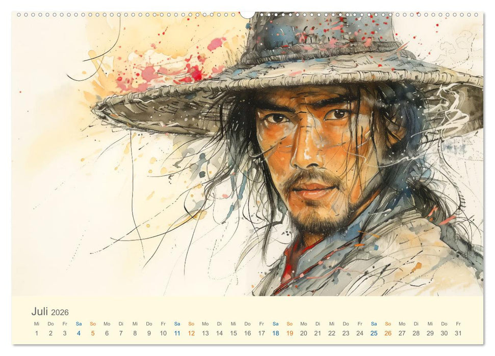 Samurai - whimsical inked style (CALVENDO Premium Wandkalender 2026)