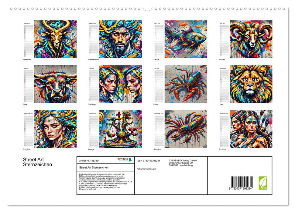 Street Art Sternzeichen (CALVENDO Premium Wandkalender 2026)