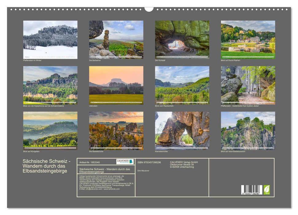 Sächsische Schweiz - Wandern durch das Elbsandsteingebirge (CALVENDO Wandkalender 2026)
