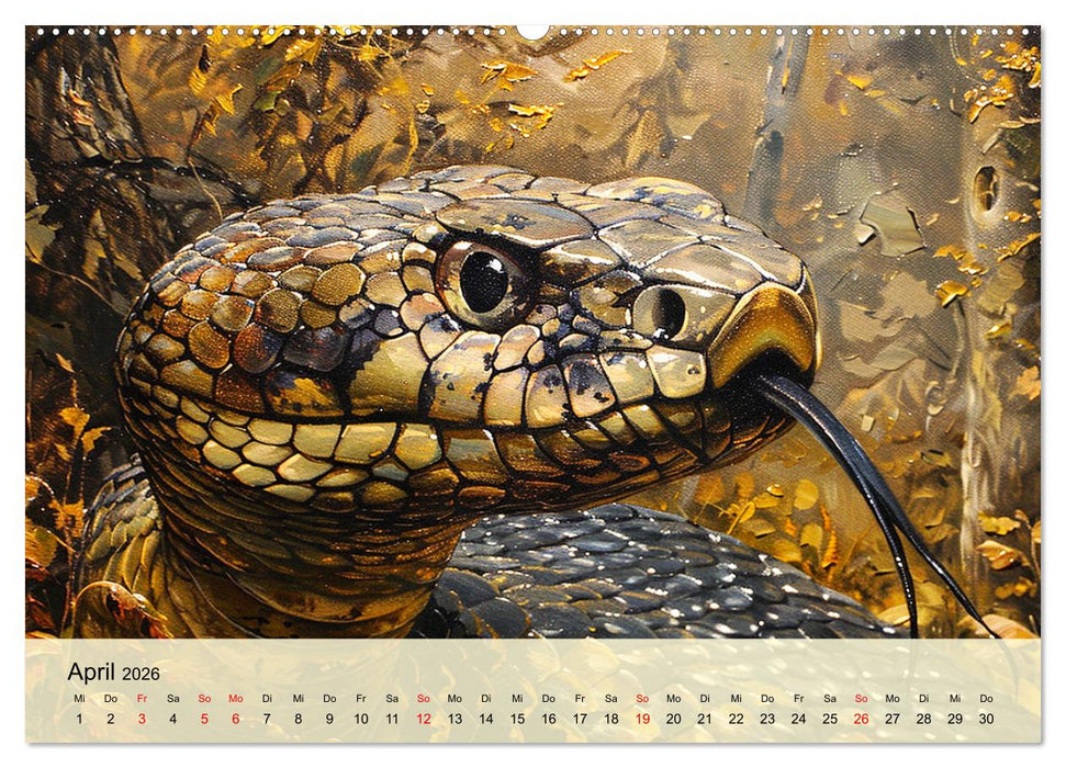 Schlangen. Faszination Reptilien. Kunstvolle Paintings (CALVENDO Wandkalender 2026)