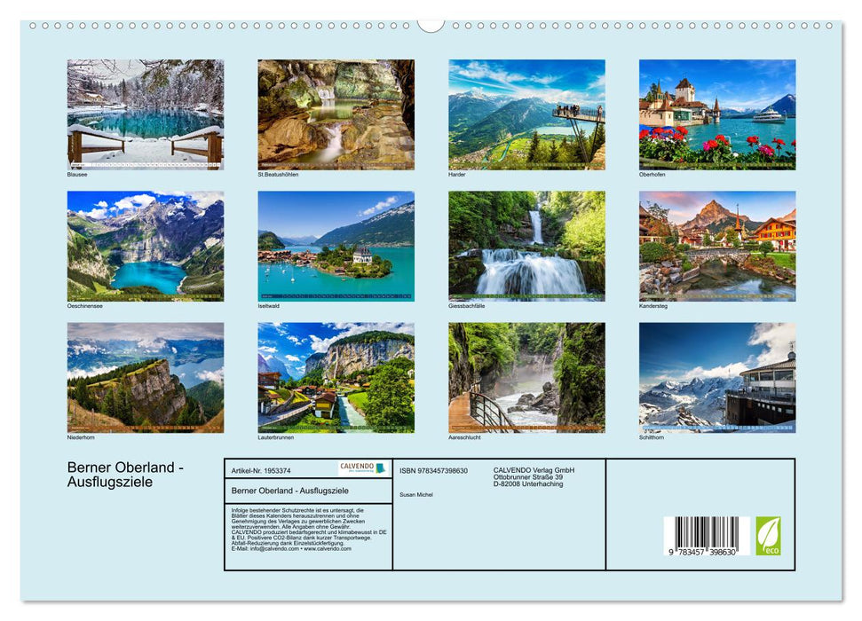 Berner Oberland - Ausflugsziele (CALVENDO Premium Wandkalender 2026)