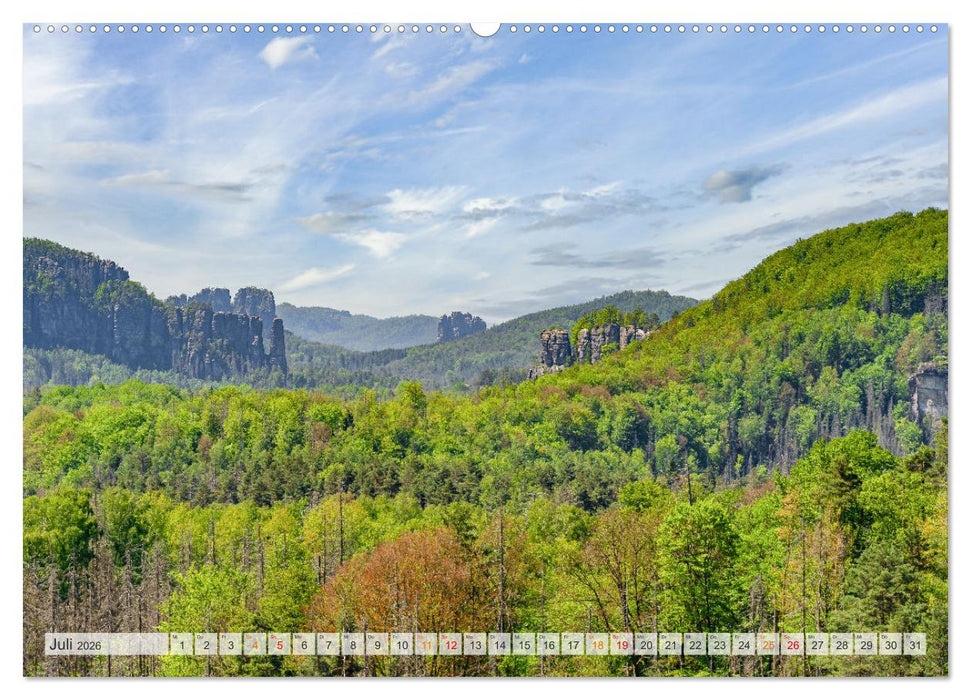 Sächsische Schweiz - Wandern durch das Elbsandsteingebirge (CALVENDO Premium Wandkalender 2026)