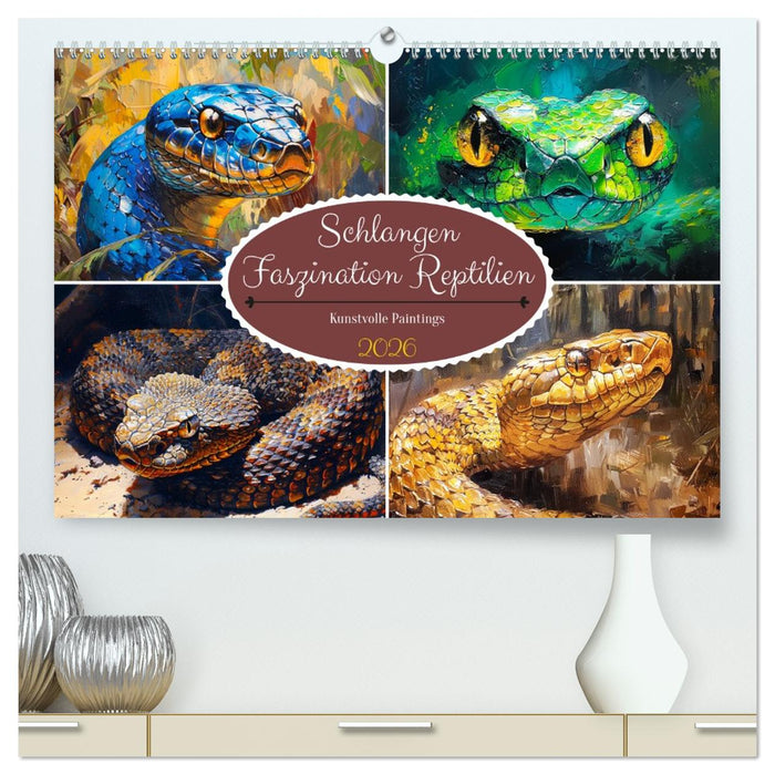 Schlangen. Faszination Reptilien. Kunstvolle Paintings (CALVENDO Premium Wandkalender 2026)