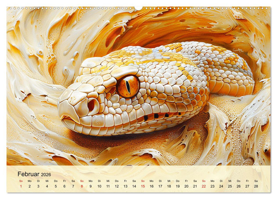 Schlangen. Faszination Reptilien. Kunstvolle Paintings (CALVENDO Premium Wandkalender 2026)