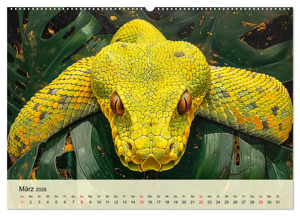 Schlangen. Faszination Reptilien. Kunstvolle Paintings (CALVENDO Premium Wandkalender 2026)