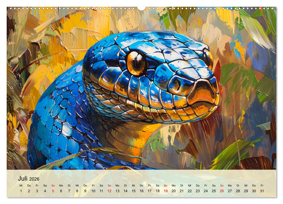 Schlangen. Faszination Reptilien. Kunstvolle Paintings (CALVENDO Premium Wandkalender 2026)