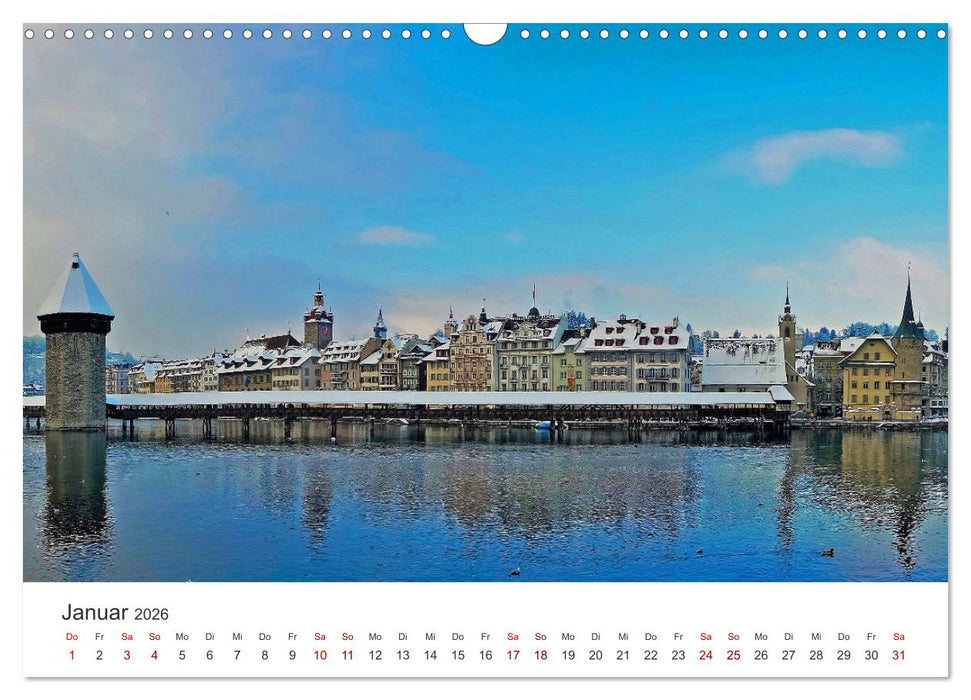 Luzern, die Stadt im Zentrum der Schweiz (CALVENDO Wandkalender 2026)