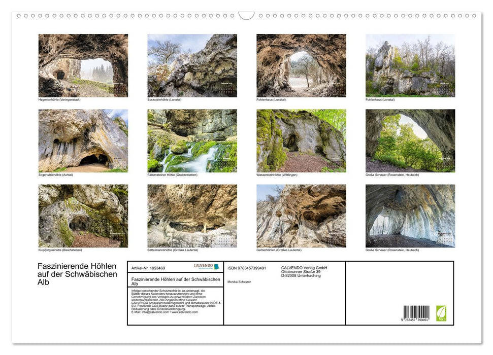 Faszinierende Höhlen auf der Schwäbischen Alb (CALVENDO Wandkalender 2026)