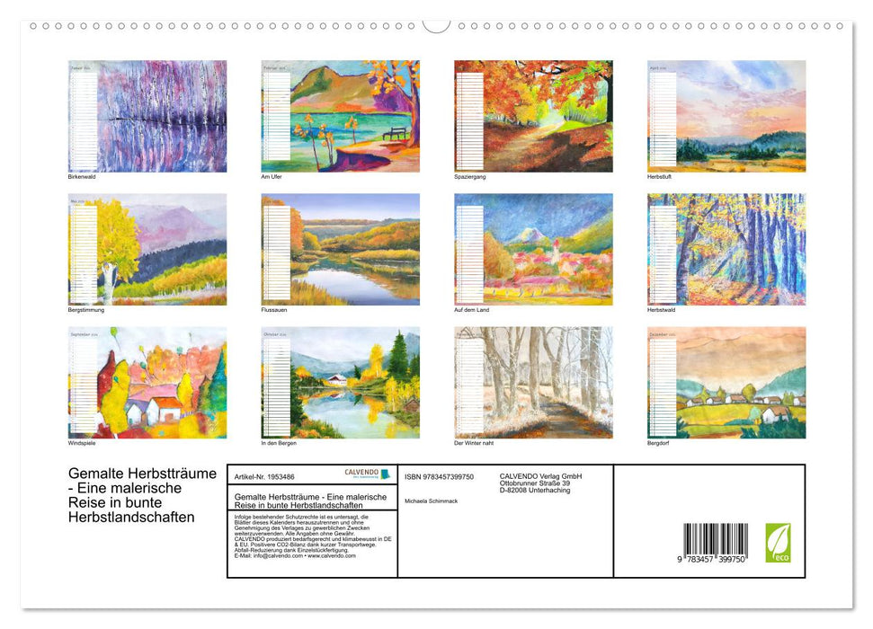 Gemalte Herbstträume - Eine malerische Reise in bunte Herbstlandschaften (CALVENDO Premium Wandkalender 2026)
