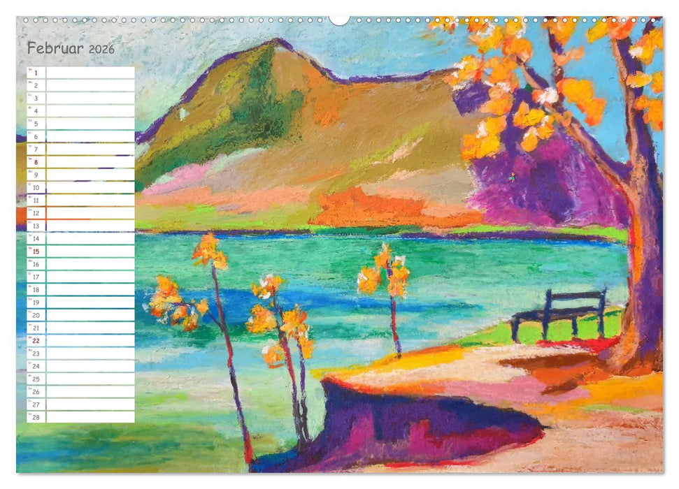 Gemalte Herbstträume - Eine malerische Reise in bunte Herbstlandschaften (CALVENDO Premium Wandkalender 2026)