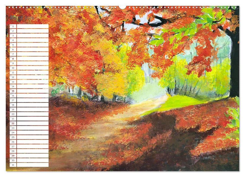 Gemalte Herbstträume - Eine malerische Reise in bunte Herbstlandschaften (CALVENDO Premium Wandkalender 2026)