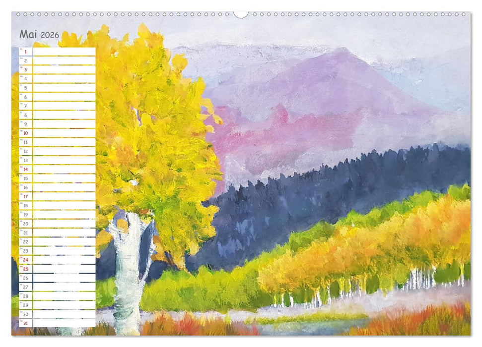 Gemalte Herbstträume - Eine malerische Reise in bunte Herbstlandschaften (CALVENDO Premium Wandkalender 2026)