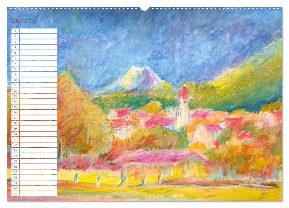Gemalte Herbstträume - Eine malerische Reise in bunte Herbstlandschaften (CALVENDO Premium Wandkalender 2026)