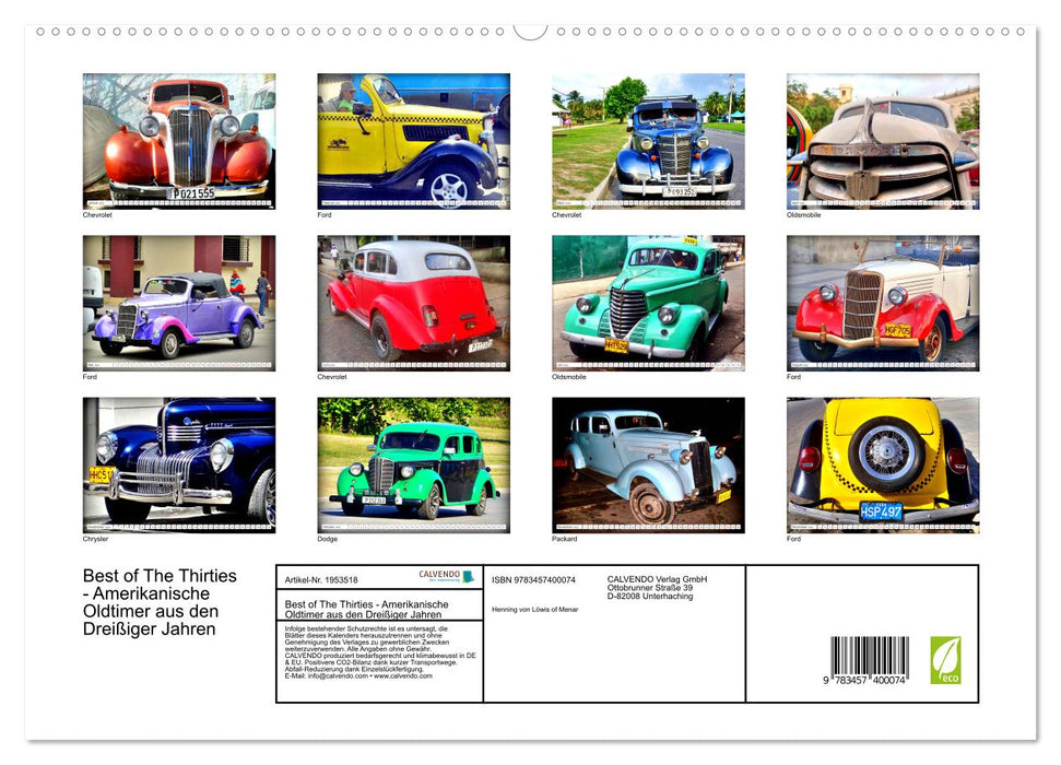 Best of The Thirties - Amerikanische Oldtimer aus den Dreißiger Jahren (CALVENDO Premium Wandkalender 2026)