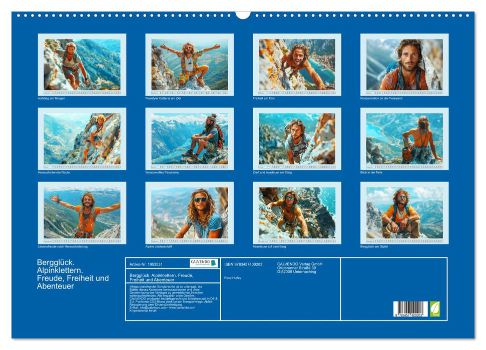 Bergglück. Alpinklettern. Freude, Freiheit und Abenteuer (CALVENDO Wandkalender 2026)