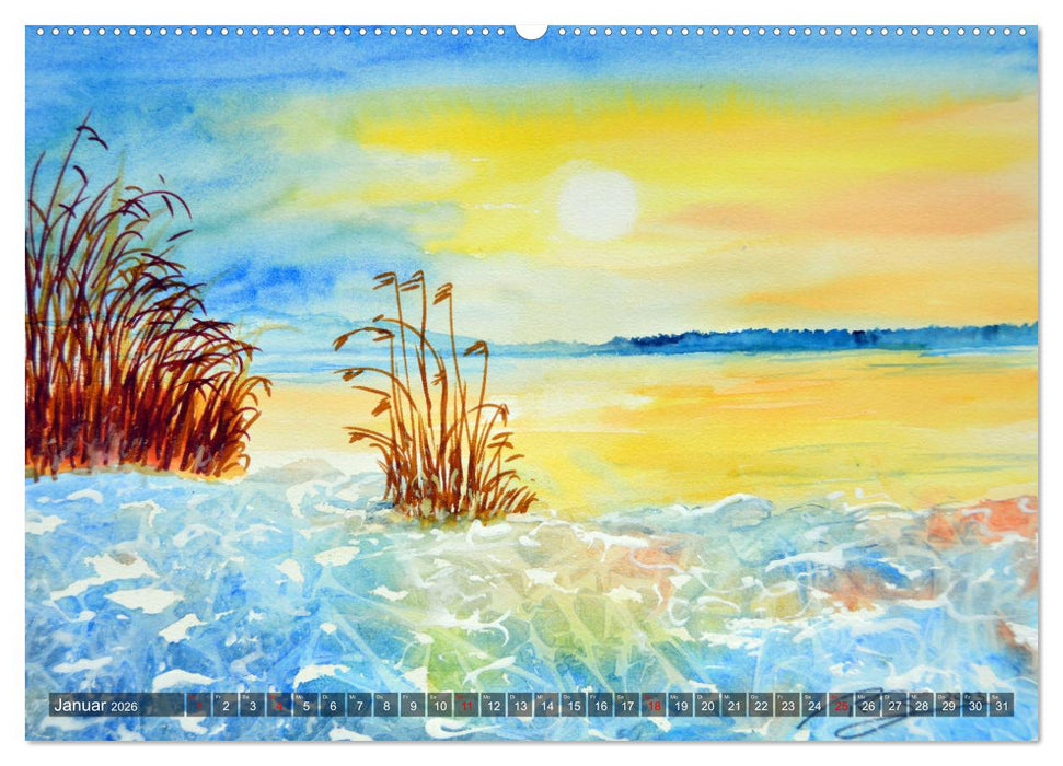 Chiemsee Aquarelle (CALVENDO Premium Wandkalender 2026)