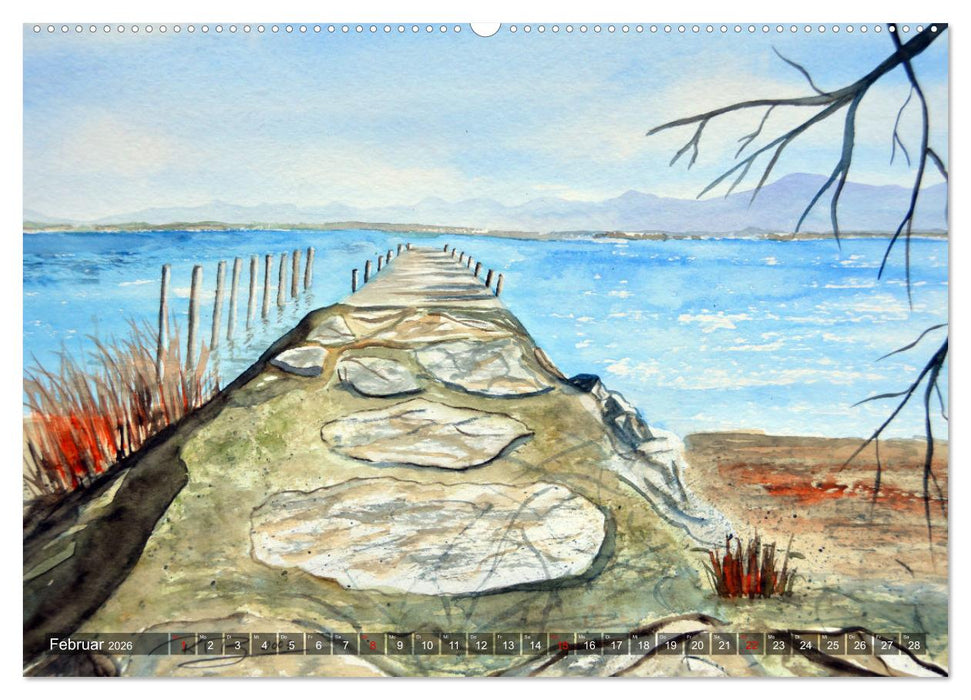 Chiemsee Aquarelle (CALVENDO Premium Wandkalender 2026)