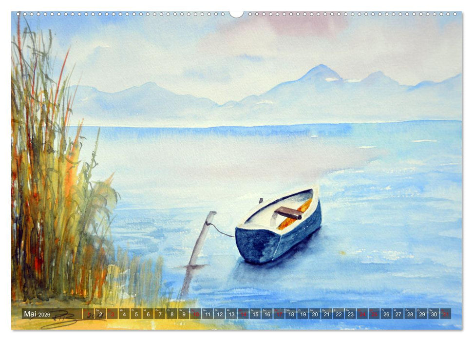 Chiemsee Aquarelle (CALVENDO Premium Wandkalender 2026)