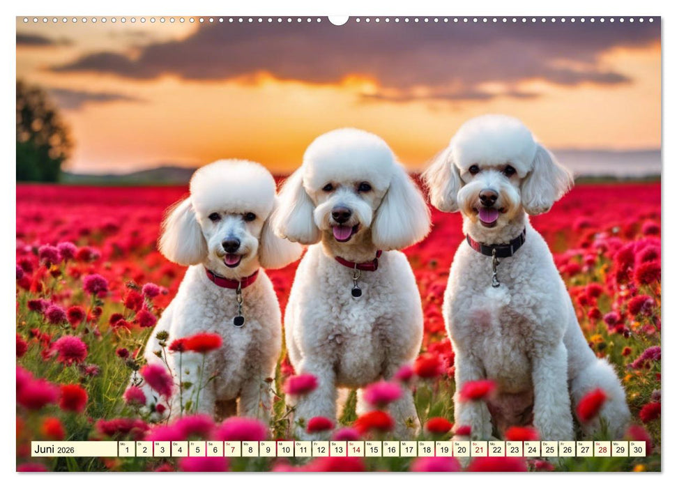 Pudel in allen Farben und Größen (CALVENDO Wandkalender 2026)