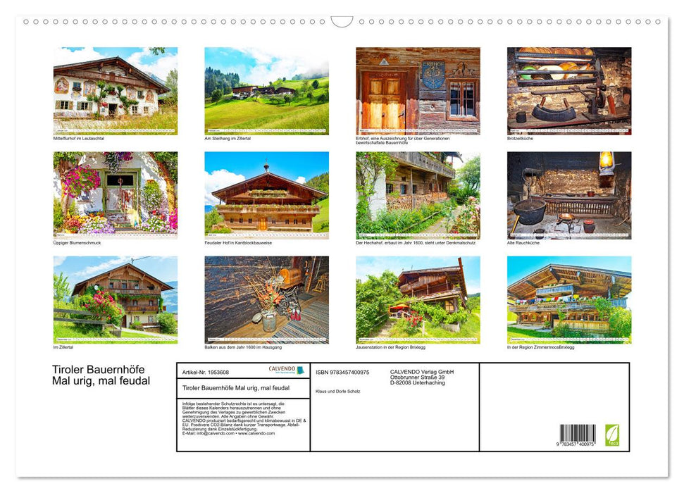 Tiroler Bauernhöfe Mal urig, mal feudal (CALVENDO Wandkalender 2026)